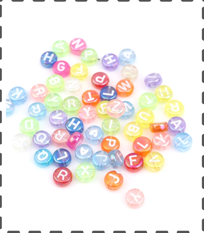 500 Acrylbuchstaben bunt glänzend gemischt 7mm flach
