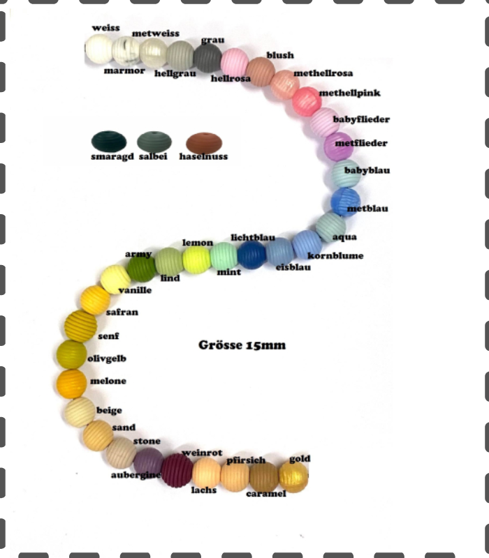 Rillenperlen 15mm (neu auch fuchsia, cyan und hellbraun und berry)
