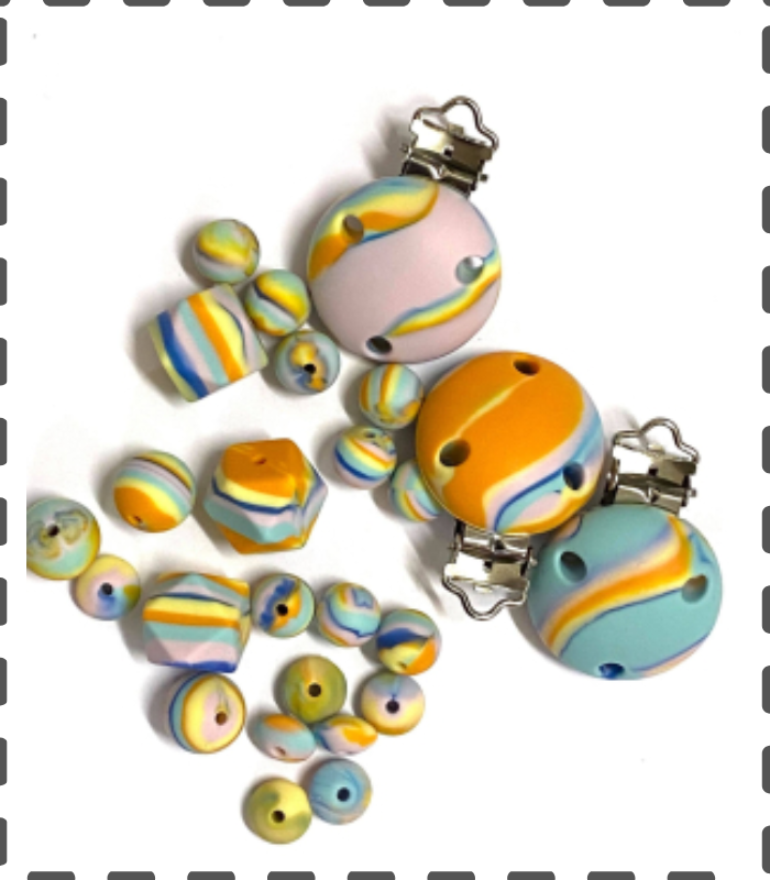 Silikonperlen Regenbogen Perle 15mm