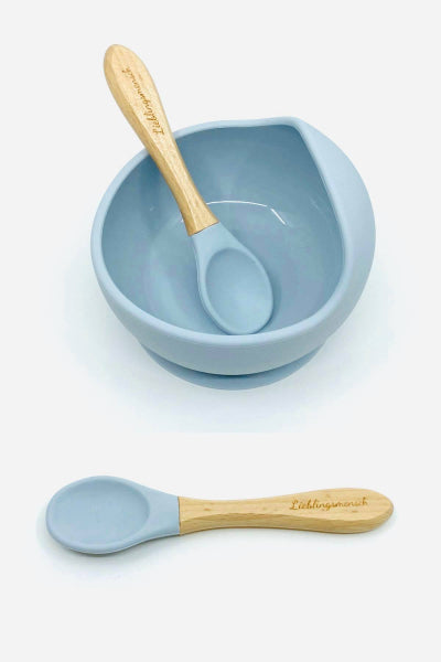 Essschüsselchen mit Löffeli Lieblingsmensch graublau