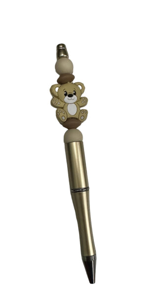 Kugelschreiber zum beperlen Happy bear gold