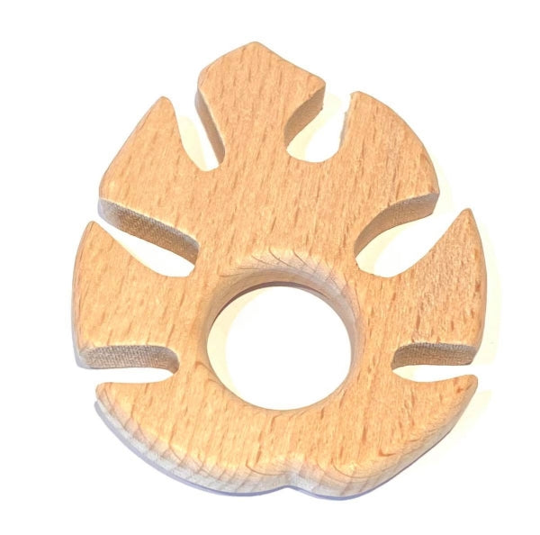 Naturholz Blatt grosses Loch mittig Buche 8x7cm