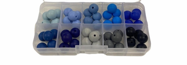 Mini Starterset runde Perlen in 10 Farben blau