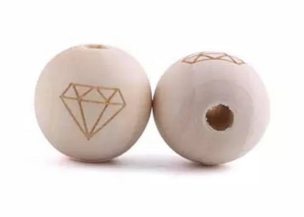 1 Perle 2cm Ahorn mit Diamant