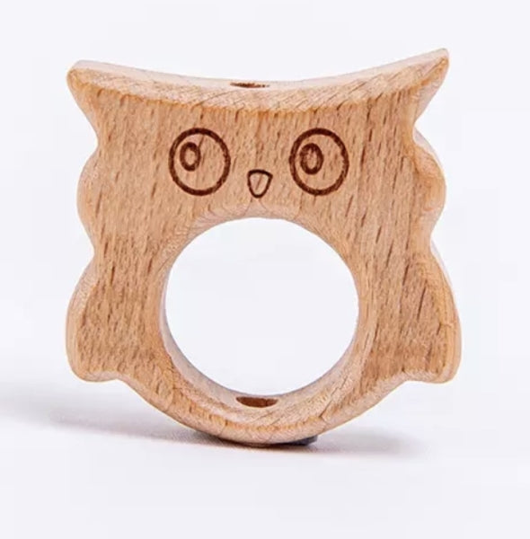 Naturholz Eule XL Motivperle 3.8x4cm