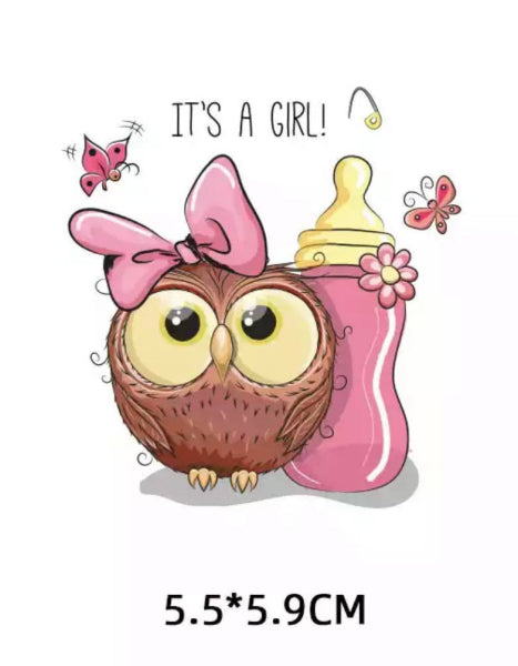 Bügelbild Eule Girl medium