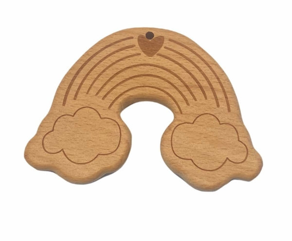 Naturholz Regenbogen mit Wolken 9x6cm Buche
