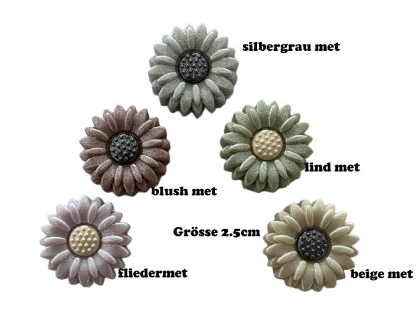 Motivperle Blümchen 2.5cm klein mit Glitzer