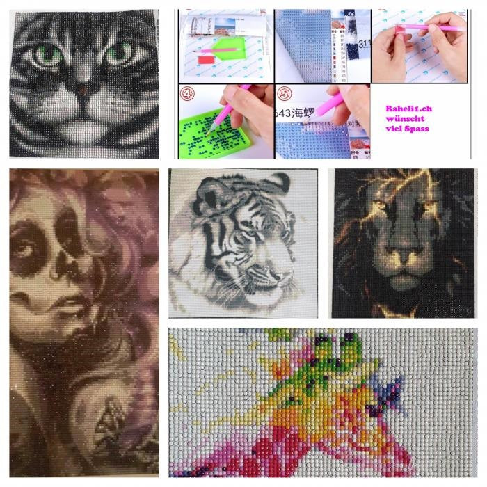 Diamond Painting Tiger in Blättern eckig 30x40cm