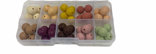 Mini Starterset runde Perlen in 10 Farben natur