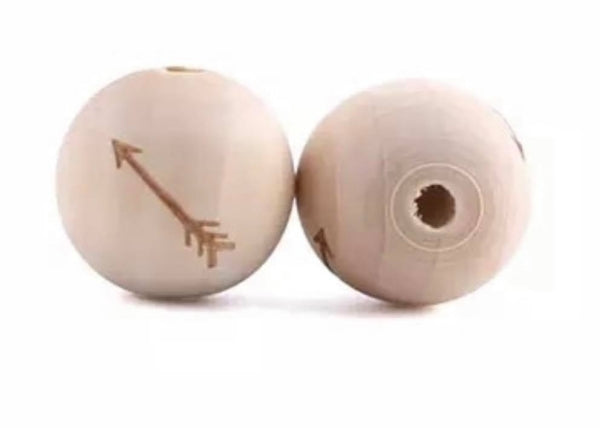 1 Perle 2cm Ahorn mit Pfeil