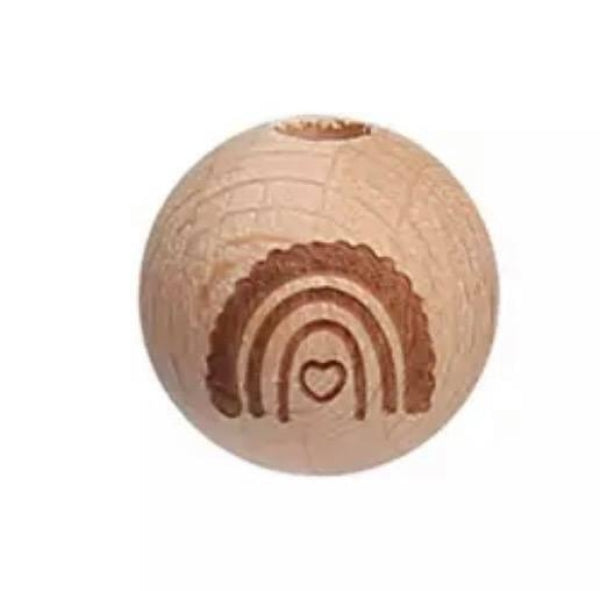 Naturholzperle Buche Regenbogen Herz 16mm Durchmesser