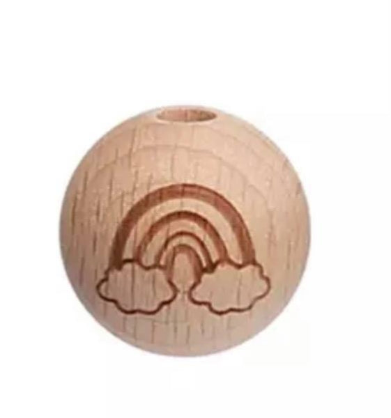 Naturholzperle Ahorn Regenbogen/Wolke pur 16mm Durchmesser