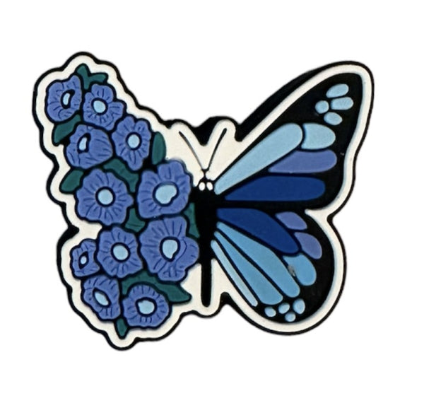 Motivperle Schmetterling mit Blumen blau