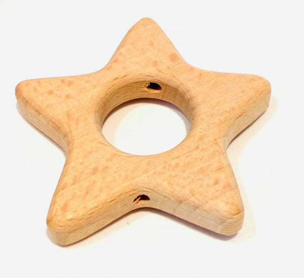 Naturholz Stern mit Grossem Loch 6cm mit Lochung