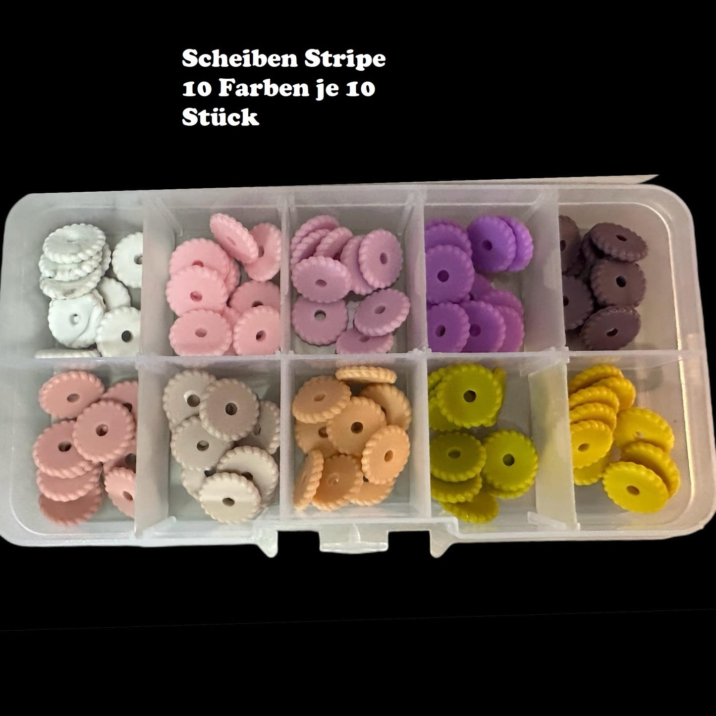 Silikonperlen Scheiben Stripes rosa-lila