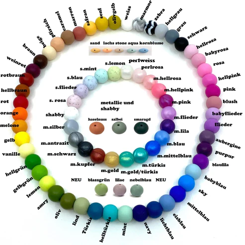 12mm Silikonperlen neu auch fuchsia, cyan und hellbraun berry und skin