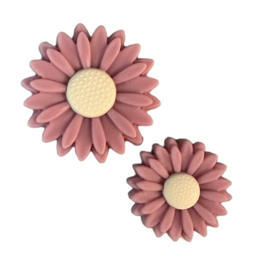 Motivperle 2er Set Blümchen dark blush