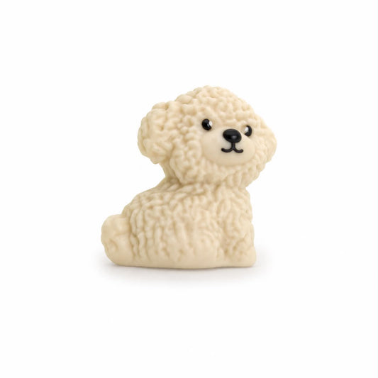 Motivperle 3D Silikon flauschiger Hund beige
