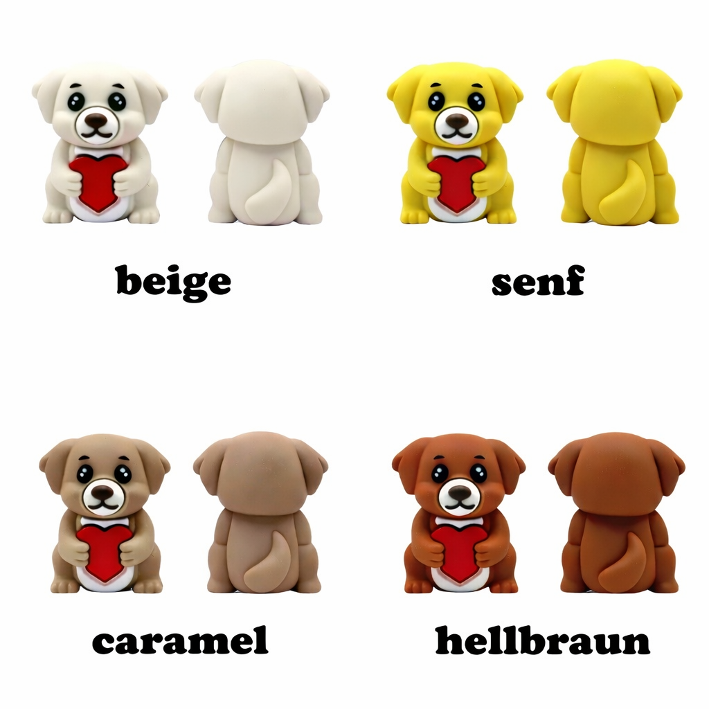 3D Motivperle Silikon Hund mit Herz