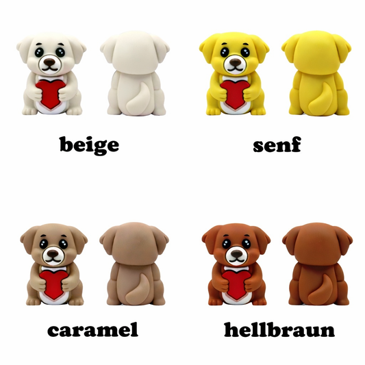 3D Motivperle Silikon Hund mit Herz