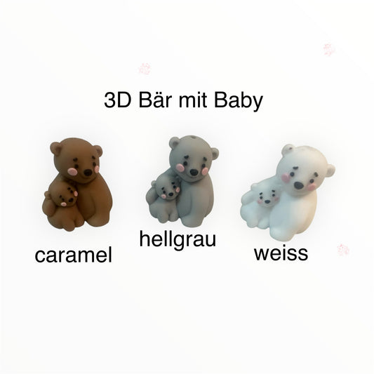 3D Motivperle Eisbär mit Baby in 3 Farben