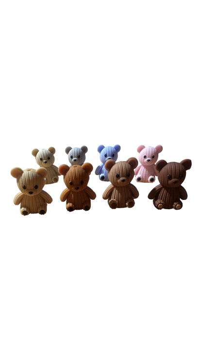 3D Silikon Motivperle Strickteddy Bär in 8 Farben