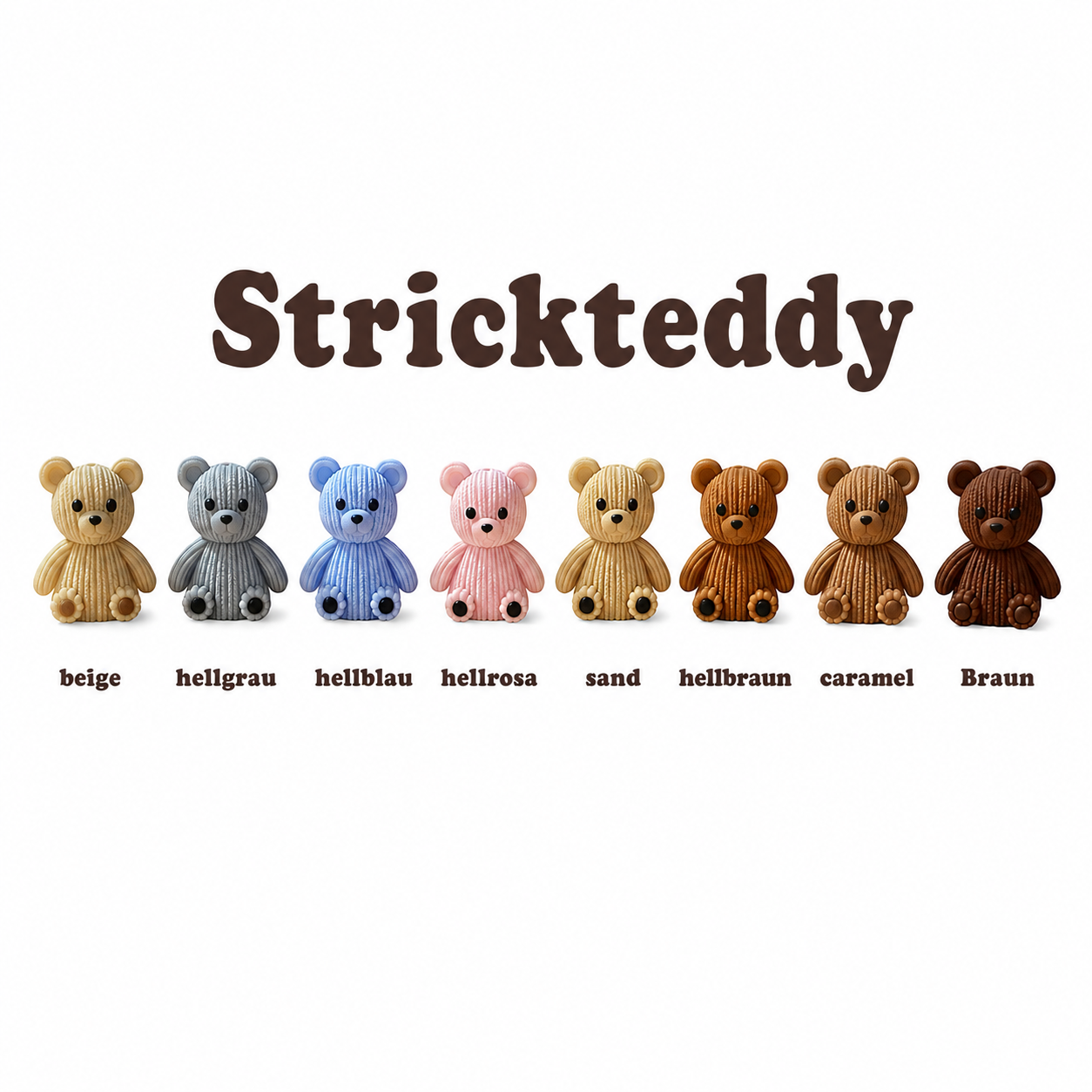 3D Silikon Motivperle Strickteddy Bär in 8 Farben