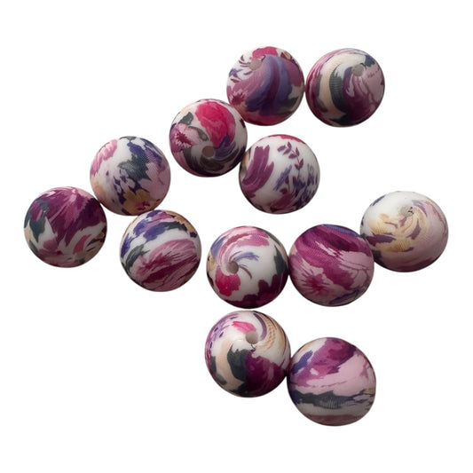 Silikonperlen 15mm bunte Blumen (A7)