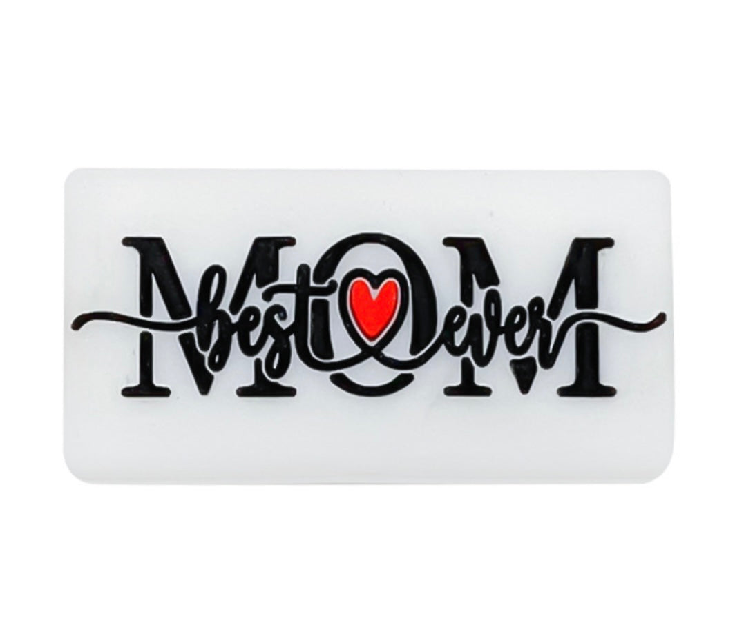 Motivperle best Mom ever weiss