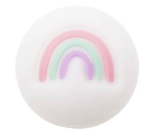 Motivperle Regenbogen rund rosa 15mm