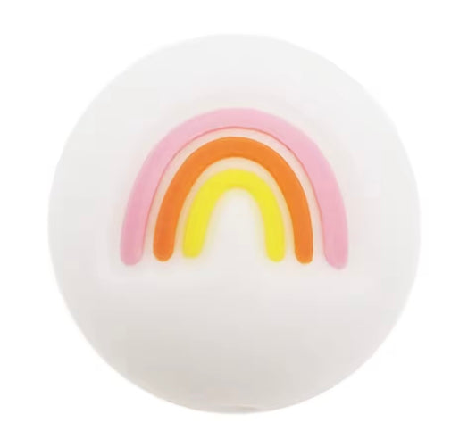 Motivperle Regenbogen rund orange 15mm
