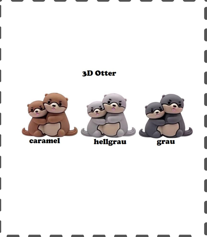 3D Motivperle Otter mit Baby Motivperle Silikon mehrfarbig