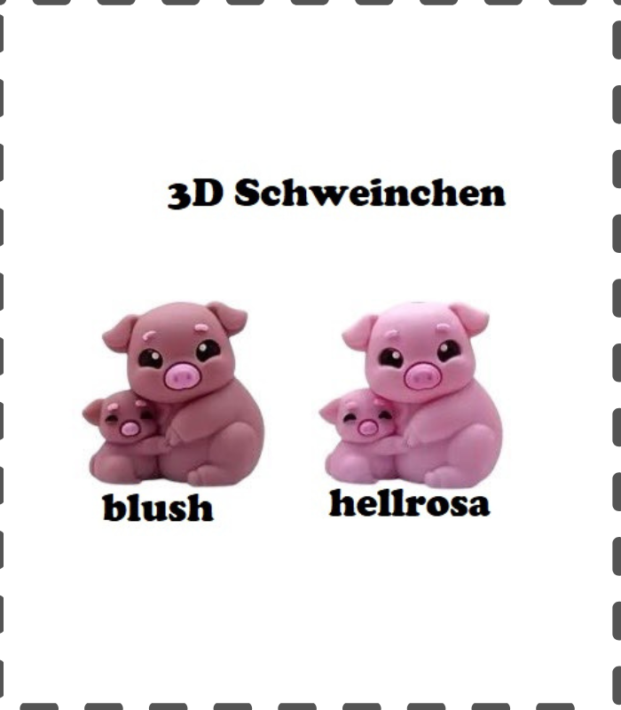 3D Motivperle Schweinchen mit Baby Motivperle Silikon mehrfarbig