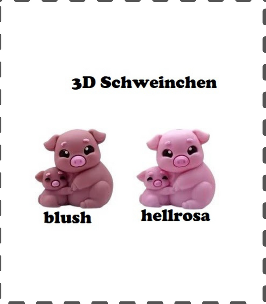 3D Motivperle Schweinchen mit Baby Motivperle Silikon mehrfarbig