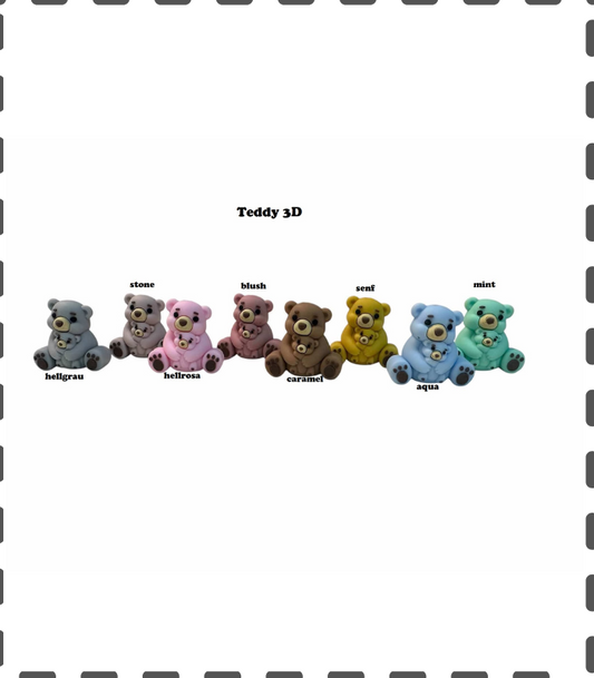 3D Motivperle Teddy mit Baby Motivperle Silikon mehrfarbig