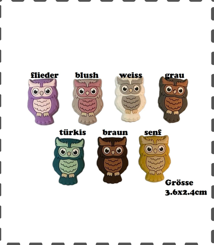 Motivperle Eule in 7 Farben
