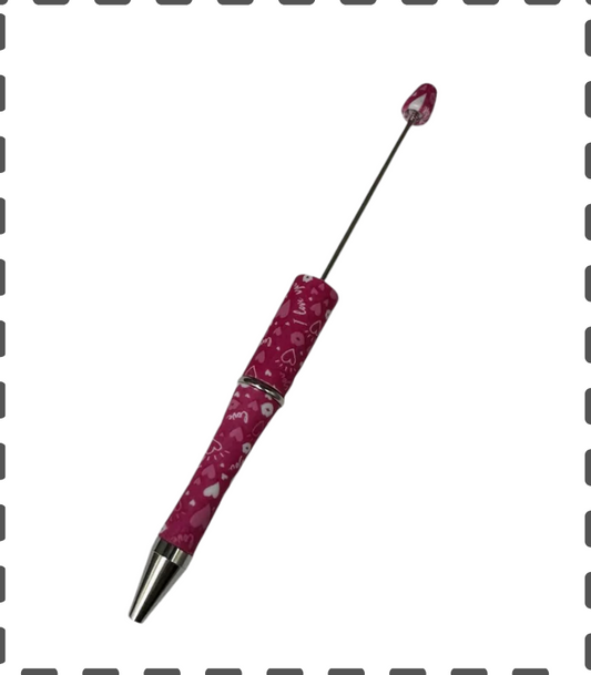 Kugelschreiber zum beperlen Pink mit Herzen