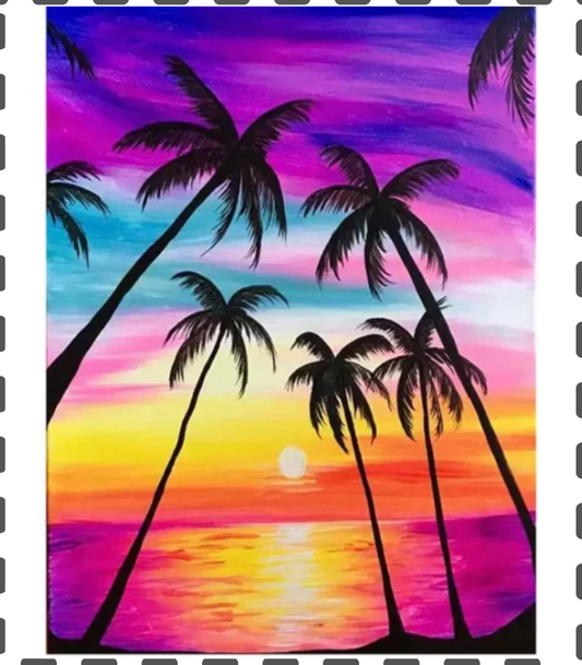 Diamond Painting romantische bunte Palmen eckig 30x40cm