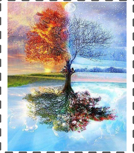 Diamond Painting Baum in den Jahreszeiten 40x50cm eckig