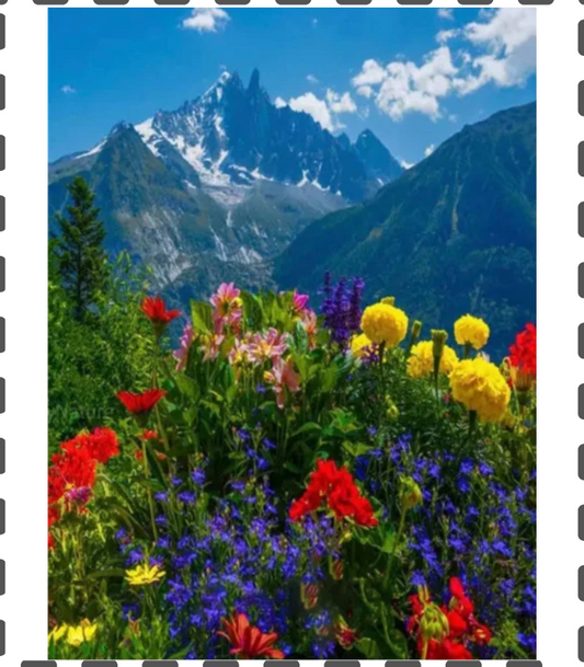 Diamond Painting Berge mit Blumenwiese eckig 30x40cm