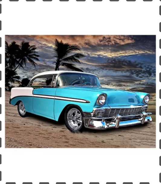 Diamond Painting Auto Oldtimer blau eckig 30x40cm