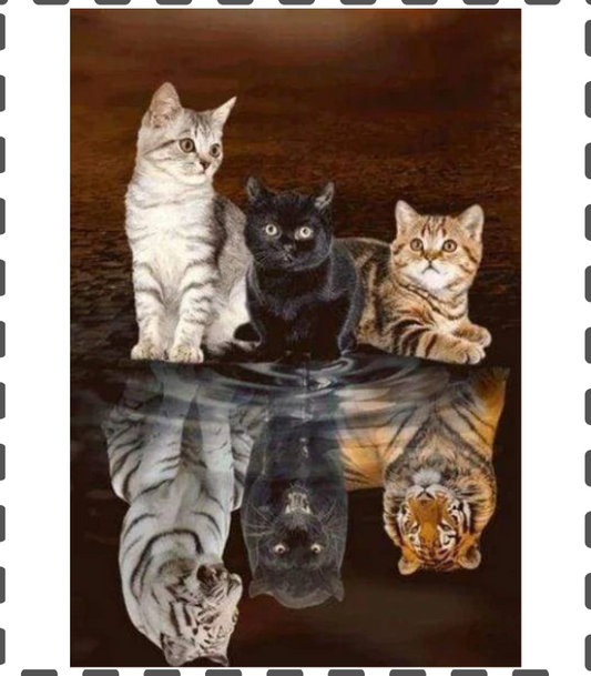 Diamond Painting aus 3 Katzen werden Raubtiere Topseller 40x50cm eckig