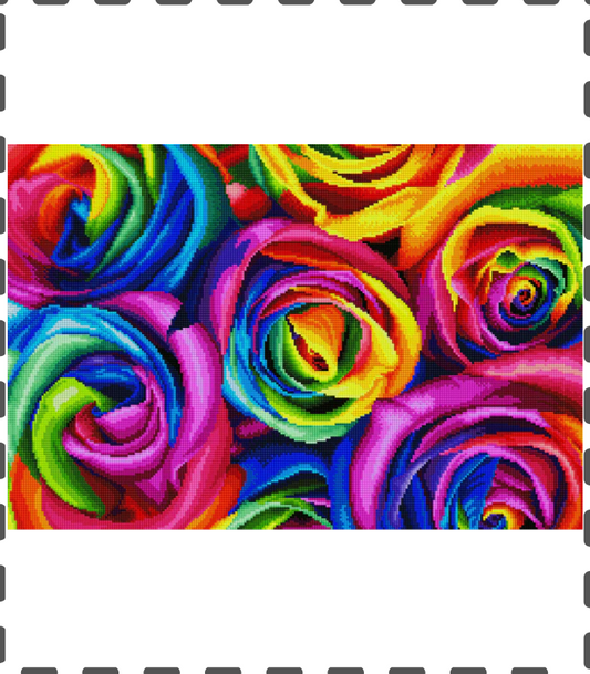 Diamond Painting Regenbogen Rosen eckig 30x40cm