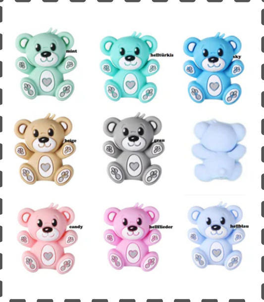 3D Motivperle Happy Baer Teddy mit Herz