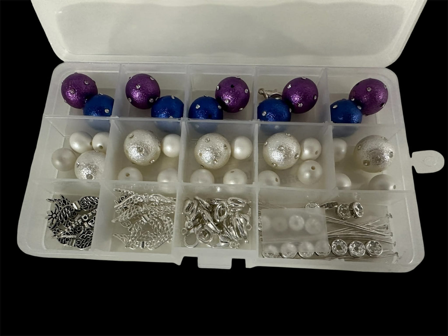 15 Traum Bling Perlen blau/lila/weiss (A22)