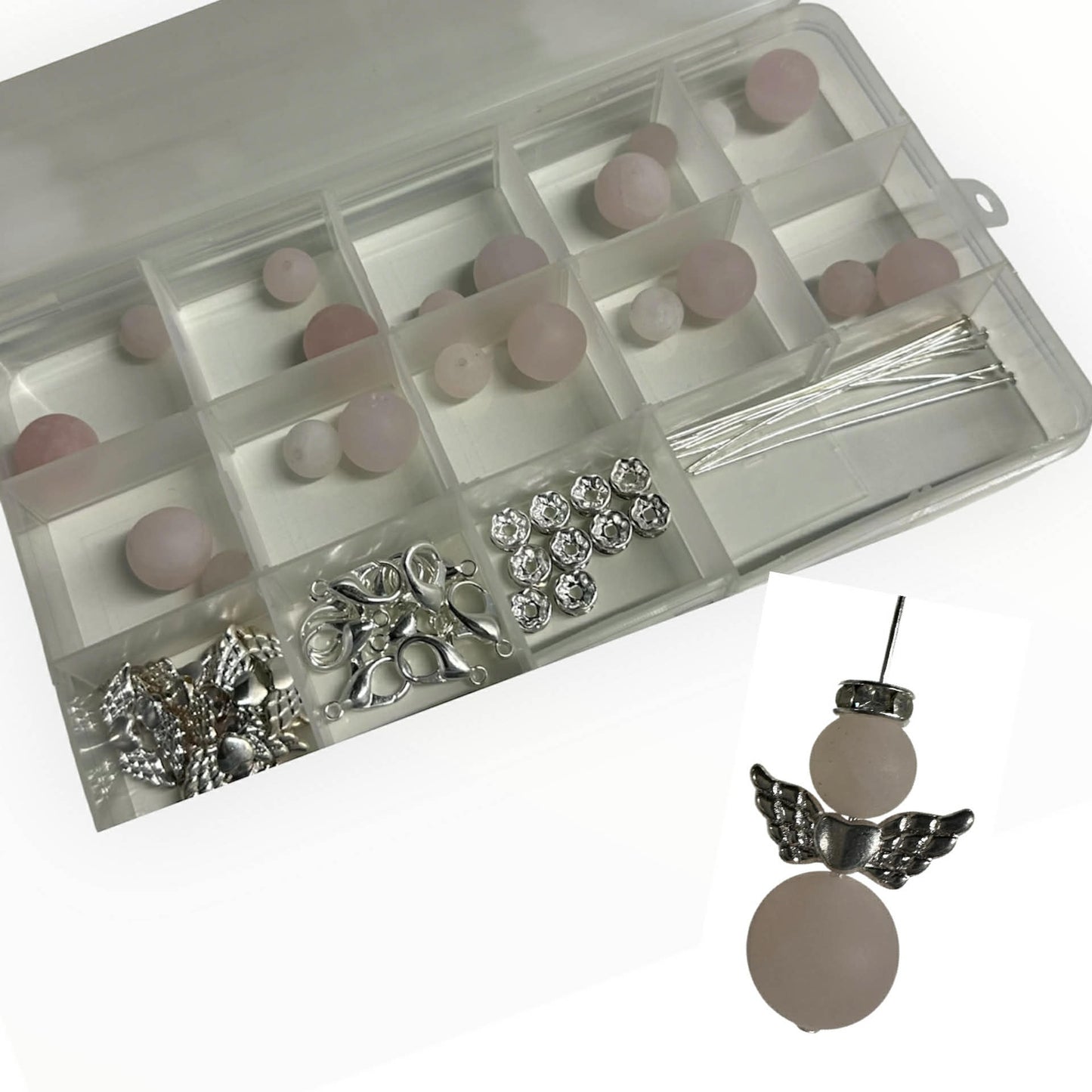 10 matte Rosenquarz Engeli (B16)