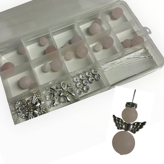 10 matte Rosenquarz Engeli (B16)