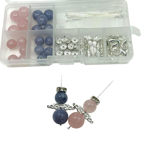 10 Edelsteinengeli Aquamarin und Rosenquarz (D7)